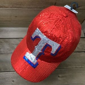 Texas Rangers MLB Baseball Cap Hat sequin bling sparkle Bedazzle sequence